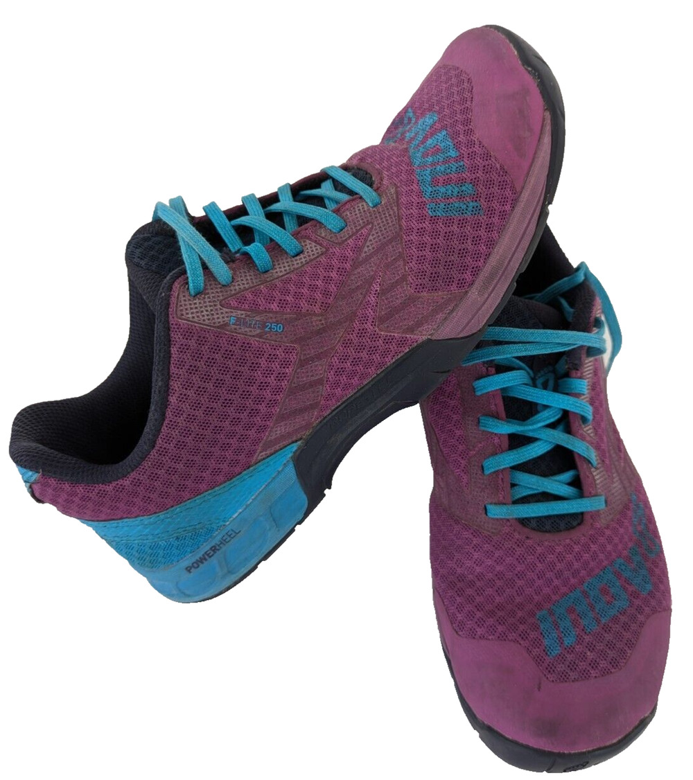 Inov8 Women’s Size 7 F-Lite 250 w/ Power Heel Purple Teal Running Shoes Sneakers